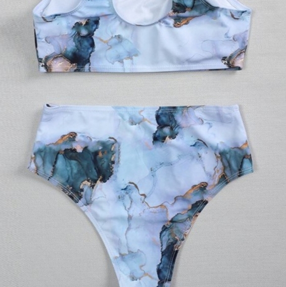 Blue Marble Swimsuit Two Piece Bikini - Picture 4 of 4